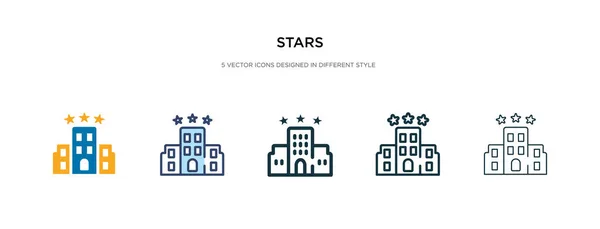 Sterne-Symbol in verschiedenen Stilvektorillustrationen. zwei farbige ein — Stockvektor