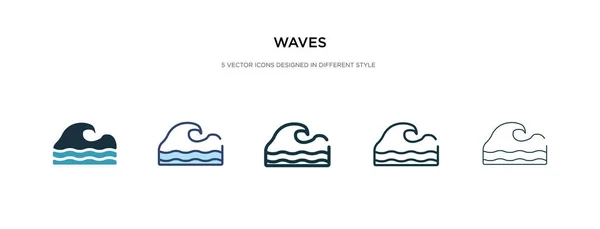 Icono de ondas en la ilustración de vectores de estilo diferente. dos colores a — Vector de stock