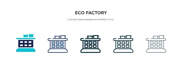 Icône éco-usine dans différentes illustrations vectorielles de style. deux col — Image vectorielle