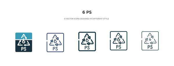 Icône 6 ps dans l'illustration vectorielle de style différent. deux colorés un — Image vectorielle