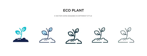 Icône de plante éco dans l'illustration vectorielle de style différent. deux couleurs — Image vectorielle