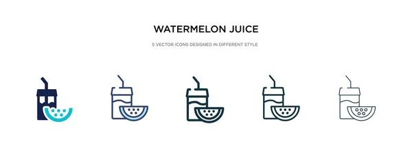 Ícone de suco de melancia em ilustração vetorial de estilo diferente. tw — Vetor de Stock