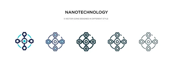 Icono de la nanotecnología en la ilustración de vectores de estilo diferente. Dos. — Vector de stock