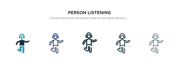 Persoon luisteren pictogram in verschillende stijl vector illustratie. tw — Stockvector
