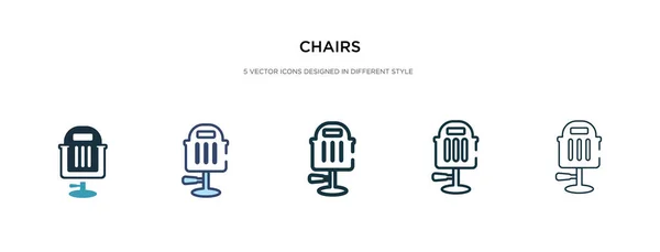 Sillas icono en la ilustración de vectores de estilo diferente. dos colores — Vector de stock
