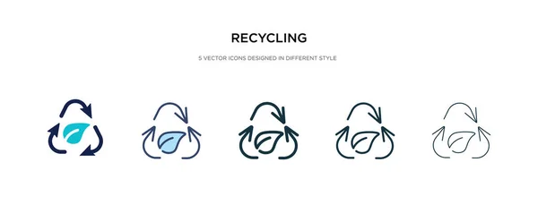 Icono de reciclaje en la ilustración de vectores de estilo diferente. dos colores — Vector de stock