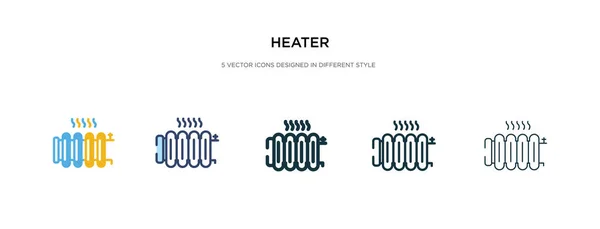 Icono del calentador en la ilustración de vectores de estilo diferente. dos colores — Vector de stock