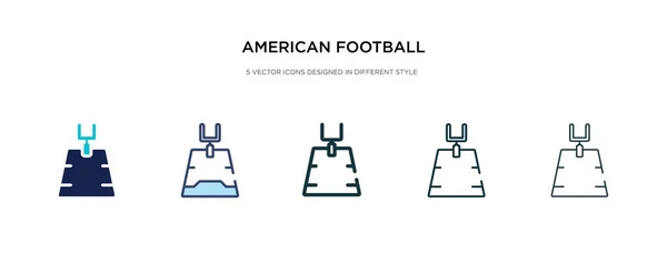 Amerikansk fotbollsplan ikon i olika stil vektor illustrat — Stock vektor