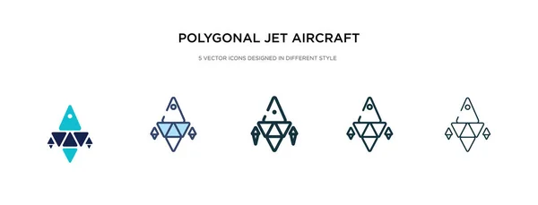 Icono de avión de reacción poligonal en diferentes ilustraciones de vectores de estilo — Vector de stock