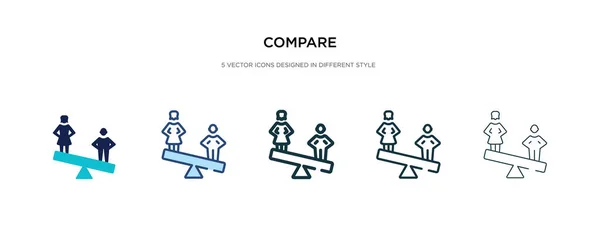 Comparar icono en la ilustración de vectores de estilo diferente. dos colores — Vector de stock