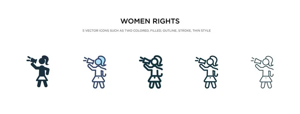 Icono de los derechos de las mujeres en la ilustración vectorial estilo diferente. dos co — Vector de stock