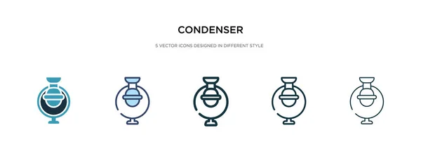 Icono del condensador en la ilustración de vectores de estilo diferente. dos colores — Vector de stock