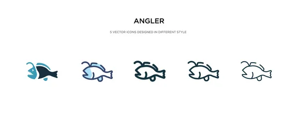 Icono de pescador en la ilustración de vectores de estilo diferente. dos colores — Vector de stock