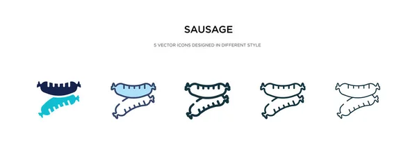 Icono de salchicha en la ilustración de vectores de estilo diferente. dos colores — Vector de stock
