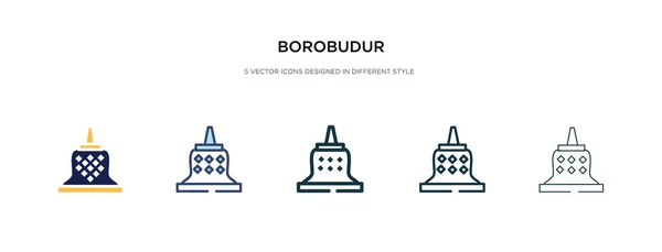 Icono de borobudur en la ilustración de vectores de estilo diferente. dos colores — Vector de stock