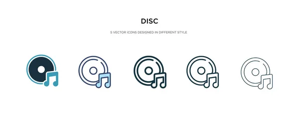 Icono de disco en la ilustración de vectores de estilo diferente. dos de color un — Vector de stock