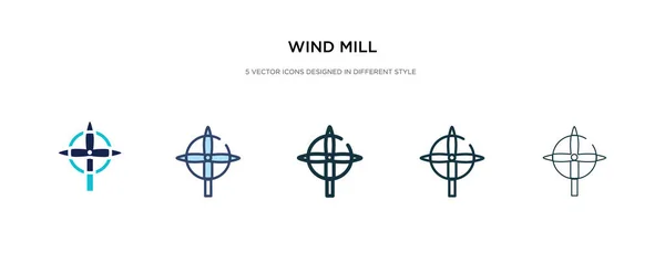 Icono del molino de viento en la ilustración de vectores de estilo diferente. dos colores — Vector de stock