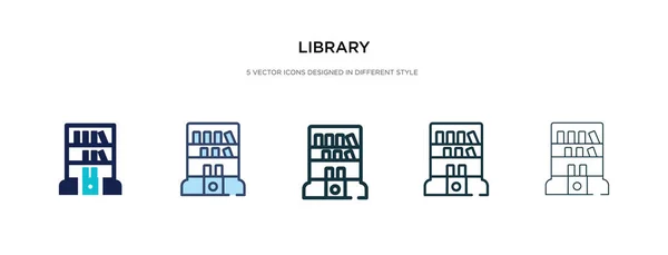 Ícone de biblioteca em ilustração vetorial de estilo diferente. dois coloridos — Vetor de Stock