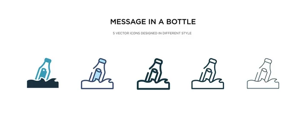 Mensaje en un icono de botella en la ilustración de vectores de estilo diferente . — Vector de stock