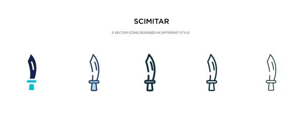 Icono de la cimitarra en la ilustración de vectores de estilo diferente. dos colores — Vector de stock