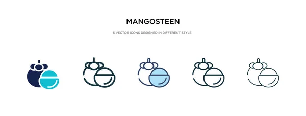 Icono del mangostán en la ilustración de vectores de estilo diferente. dos colo — Vector de stock