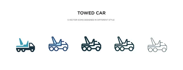 Remolcado icono del coche en la ilustración de vectores de estilo diferente. dos colores — Vector de stock