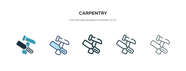 Icono de carpintería en la ilustración de vectores de estilo diferente. dos colores — Vector de stock