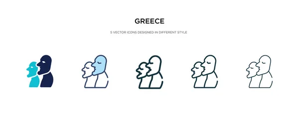 Icono de Grecia en la ilustración de vectores de estilo diferente. dos colores — Vector de stock