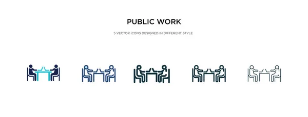 Icono de trabajo público en la ilustración de vectores de estilo diferente. dos col — Vector de stock