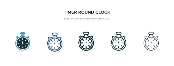 stock vector timer round clock icon in different style vector illustration. t