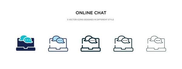 Online-Chat-Symbol in verschiedenen Stilvektorillustrationen. zwei Spalten — Stockvektor
