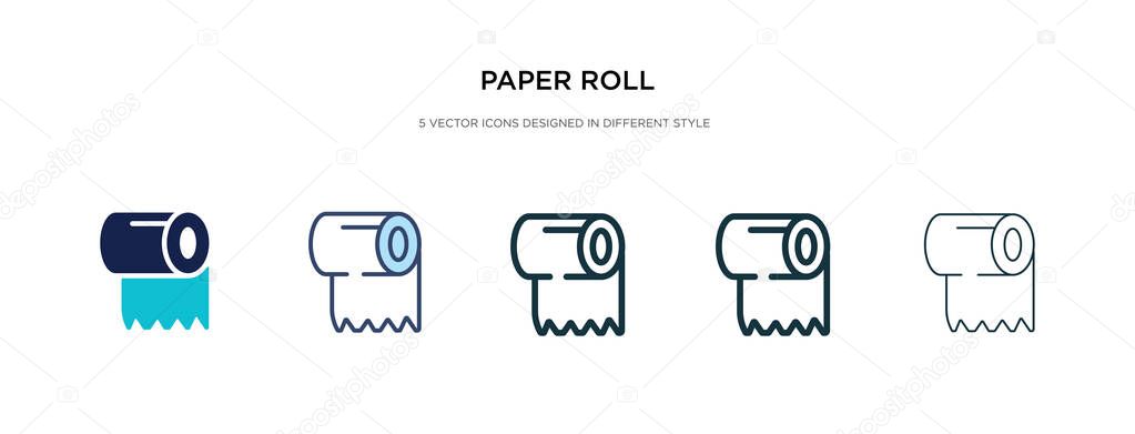 Paper roll icon in different style vector illustration. two colored and black paper roll vector icons designed in filled, outline, line and stroke style can be used for web, mobile, ui