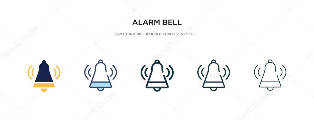 alarm bell icon in different style vector illustration. two colo