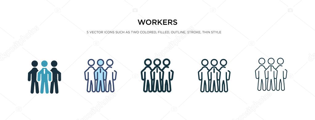workers icon in different style vector illustration. two colored