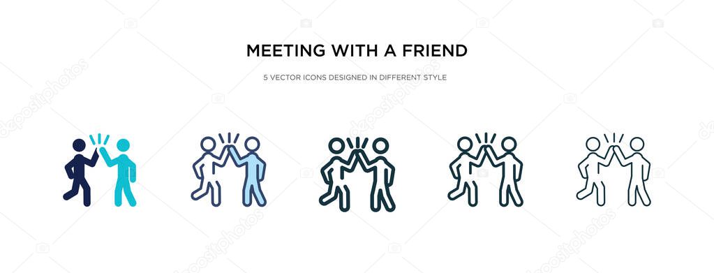 meeting with a friend icon in different style vector illustratio