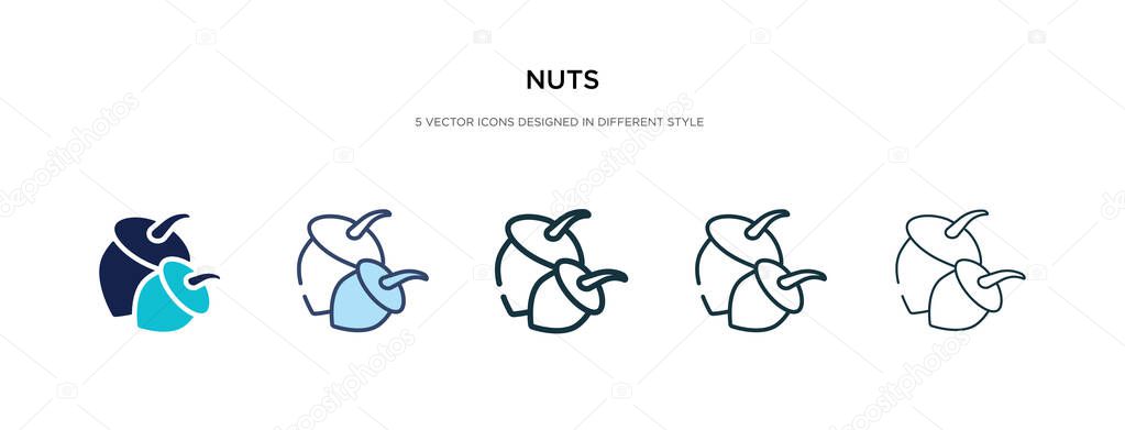 nuts icon in different style vector illustration. two colored an