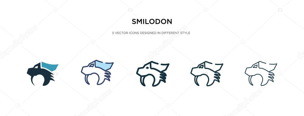 Smilodon icon in different style vector illustration. two colored and black smilodon vector icons designed in filled, outline, line and stroke style can be used for web, mobile, ui