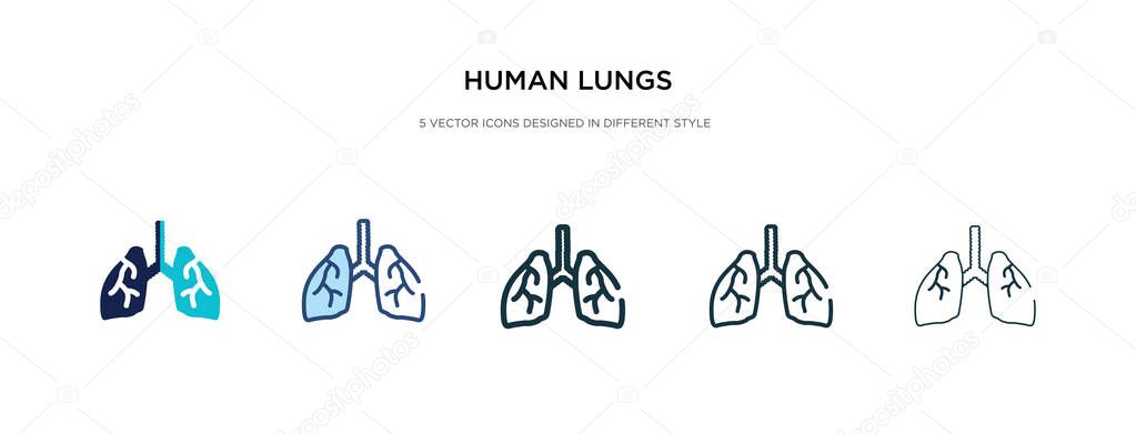 human lungs icon in different style vector illustration. two col