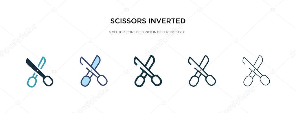 scissors inverted view icon in different style vector illustrati