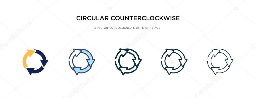 circular counterclockwise arrows icon in different style vector 