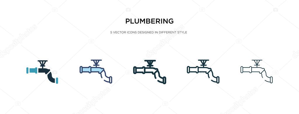 plumbering icon in different style vector illustration. two colo