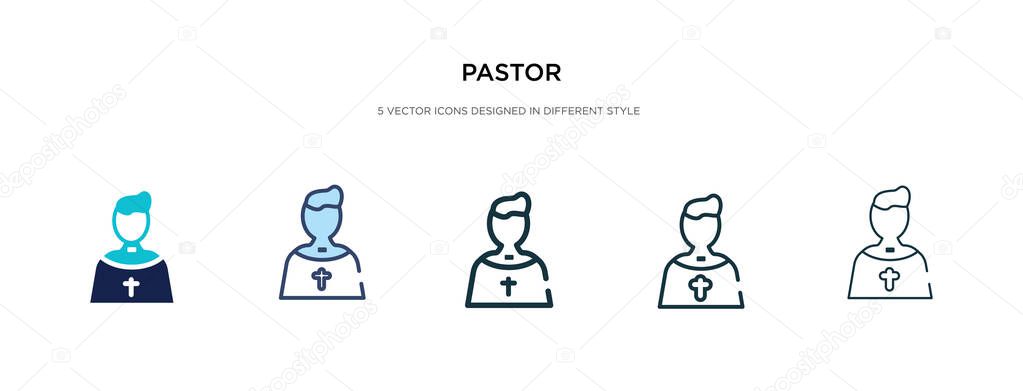 pastor icon in different style vector illustration. two colored 