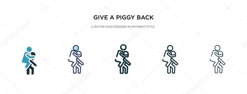 Give a piggy back ride icon in different style vector illustrati Royalty Free Stock Illustrations