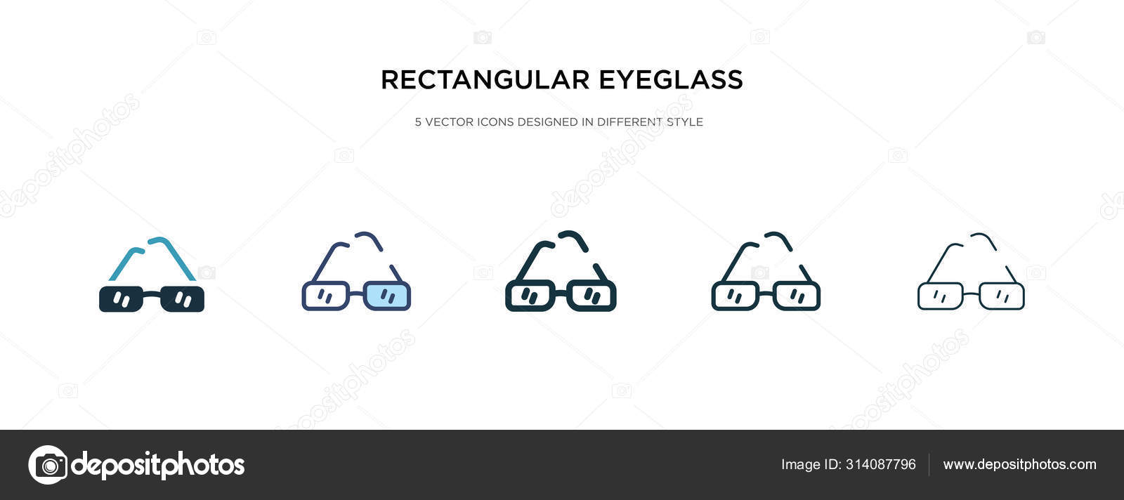 Rectangular Eyeglass Frame Icon In Different Style Vector Illust Stock Vector C Zaurrahimov