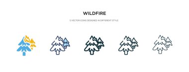 Farklı stil vektör illüstrasyonunda vahşi ateş simgesi. iki renk