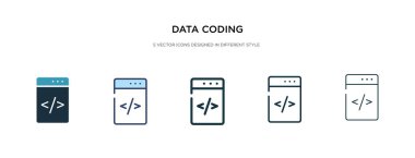 Veri kodlama simgesi farklı biçim vektör illüstrasyonunda. iki kol