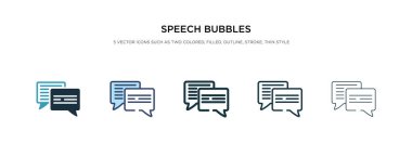 Konuşma baloncukları farklı biçim vektör illüstrasyonunda ikon oluşturur. iki 