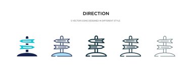 Farklı stil vektör illüstrasyonunda yön simgesi. iki renk