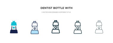 Sıvı ikonlu dişçi şişesi farklı stil vektör tutkusuyla