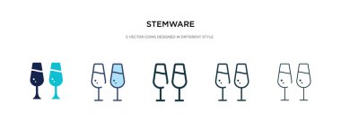 Farklı biçim vektör illüstrasyonunda stemware simgesi. iki renk